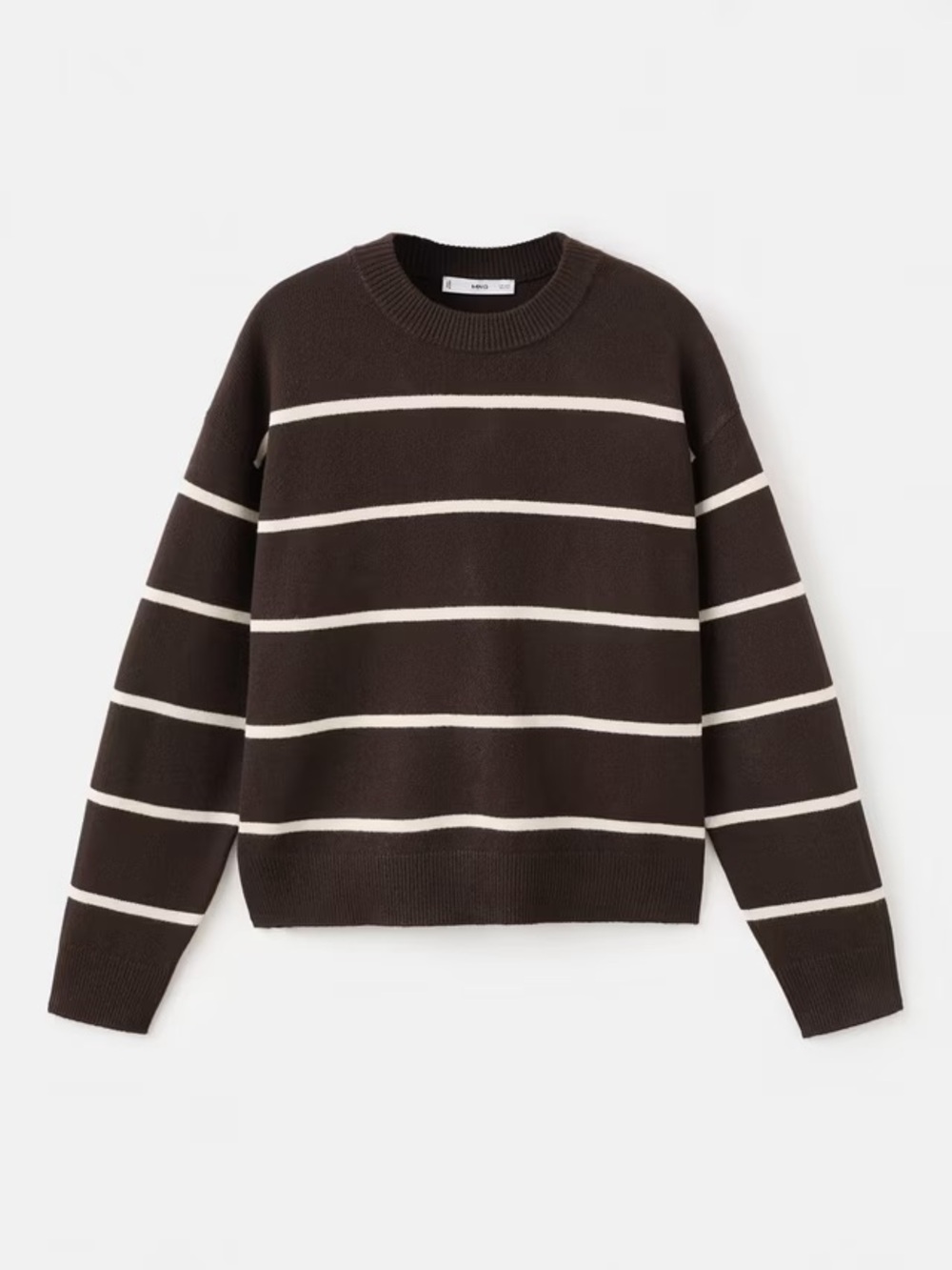 Mango Marina Stripe Jumper Dark Brown